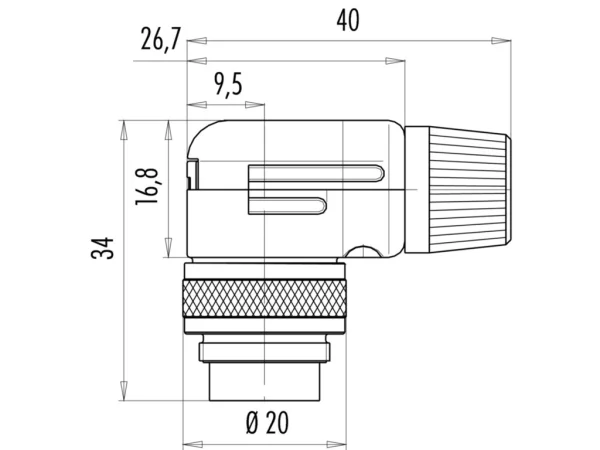 Male angled connector