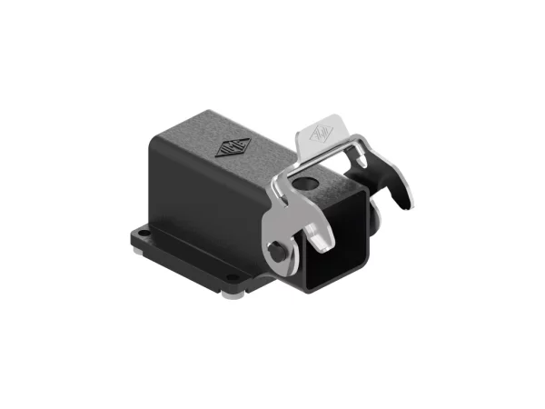 bulkhead mounting housing, angled, size 21.21, W-type zinc, 1 rigid lever stainless steel, large cable gland
