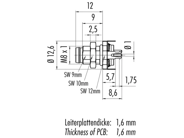 Male panel mount connector