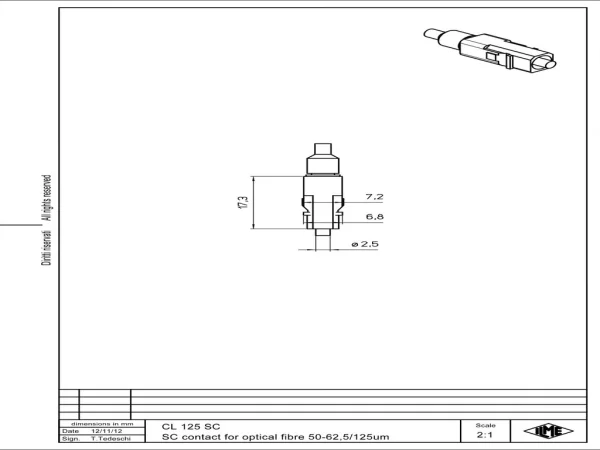 SC-contact, crimp, for GL-fibre 50, 125 or 62,5, 125µm