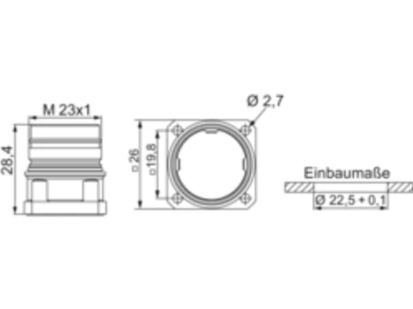 Panel Connector, Male Thread