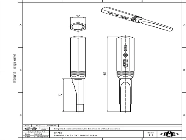 removal tool, for crimp contacts 80A, series CX7