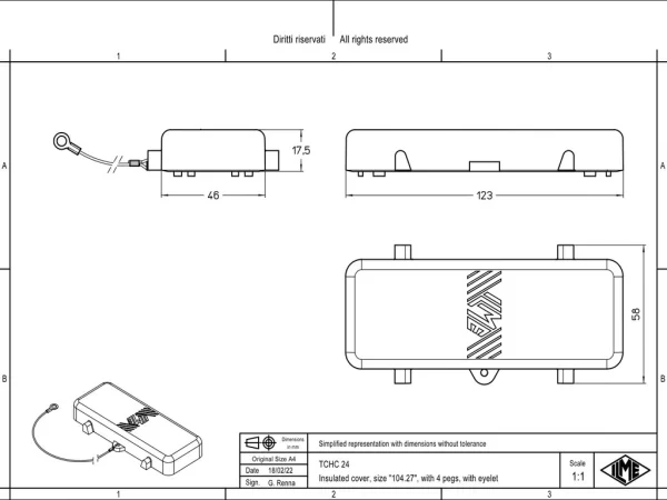 protection cover, size 104.27, T-type, 4 pegs
