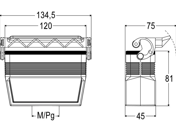 hood, high, size 104.27, C-TYPE alu, 1 lever, 1xM32 top, no adaptor