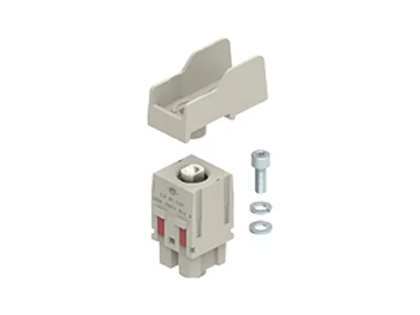 female insert, MIXO, 2 MU, 1p, silver, screw, 90° angled, 200A, 1000V