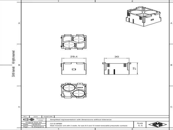 male insert, MIXO, 2MU, 2p, pneumatic