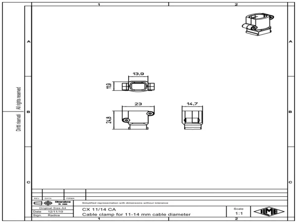 clamp, for conductor diameter 11-14mm