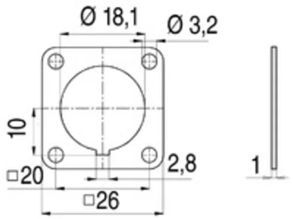Rectangular flange for panel mount connectors