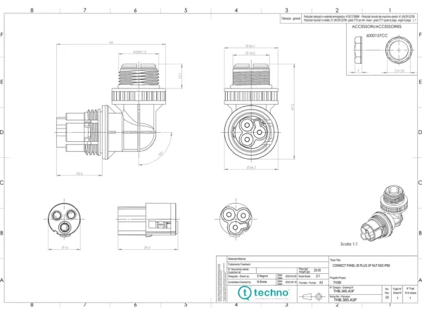 Mini plug connector panel-mounted