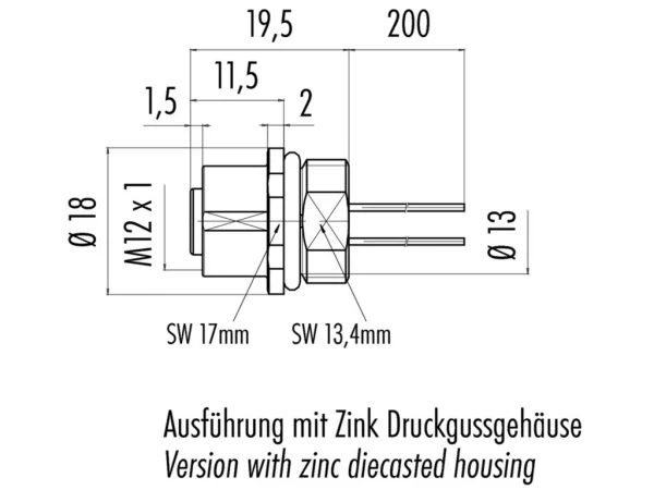 Female panel mount connector