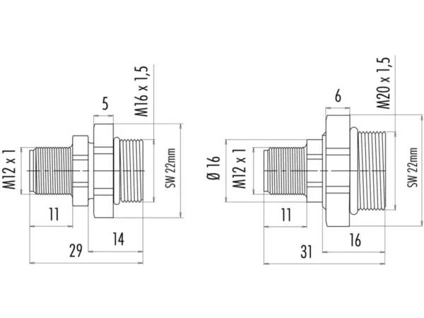 Male panel mount connector