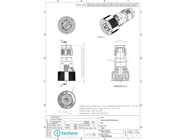 Plug connector 8P screw D7-13.5