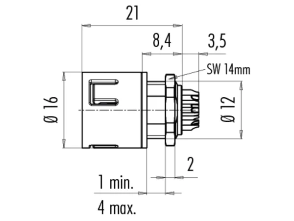 Male panel mount connector