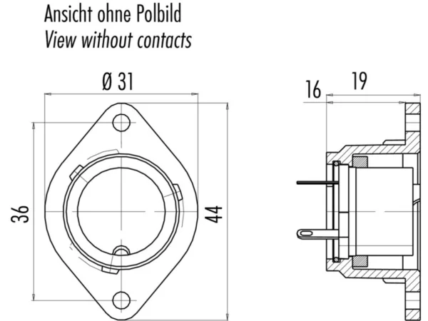 Female panel mount connector