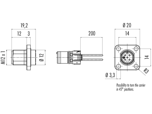 Male panel mount connector