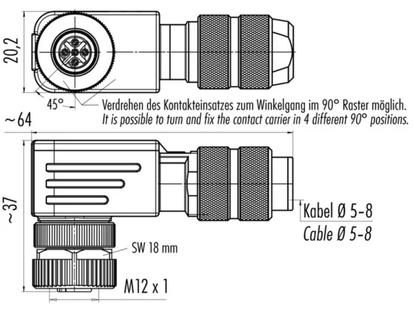 Female angled connector