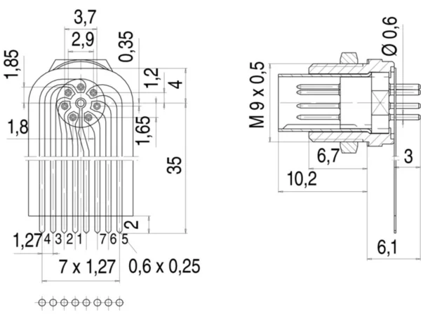 Male panel mount connector