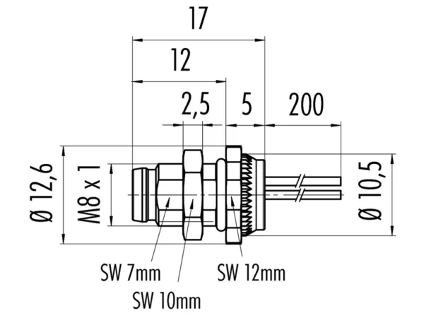 Male panel mount connector