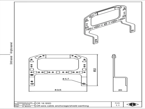strain relief anchorage, angled, size 77.27, steel zinc plated, for PE- and GND-connection