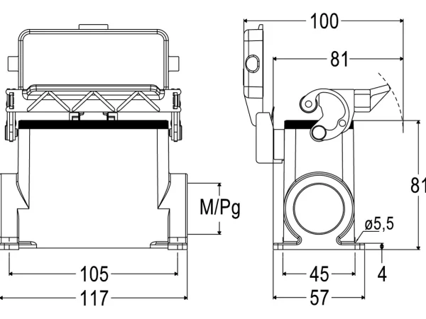 surface mounting housing, high, size 77.27, C-TYPE alu, 1 lever, 1xM40 side, cover metal