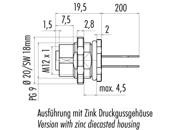 Female panel mount connector