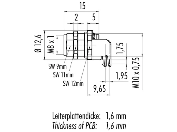 Female angled panel mount connector
