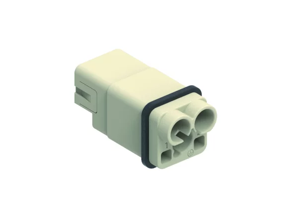 male insert, size 21.21, 2p+PE, crimp., 40A, 830V, with heat-shrinkable tube