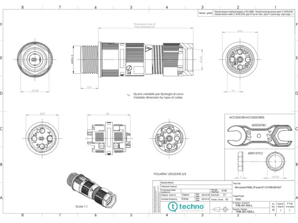 Joint connector panel-mounted, screw