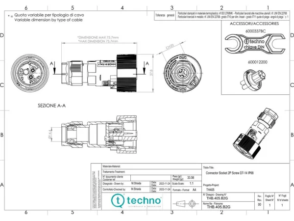Socket connector screw D7-13.5