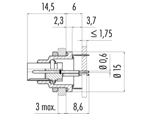 Male panel mount connector