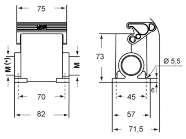 surface mounting housing, high, size 44.27, T-TYPE plastic, 1 lever, 2xM32 side, PE-jumper