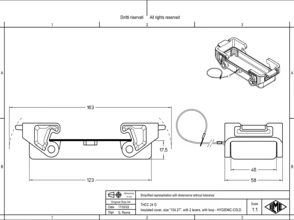 protection cover, size 104.27, T-type C, 2 levers