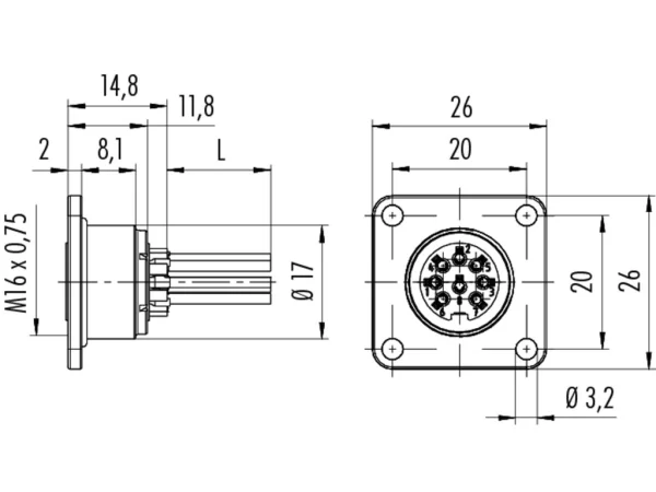 Female panel mount connector