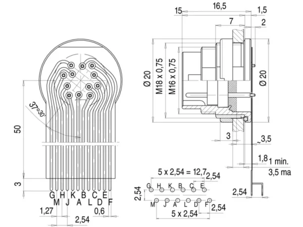Male panel mount connector