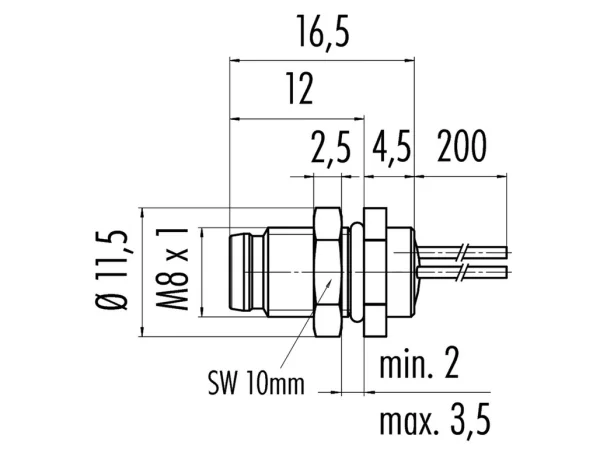 Male panel mount connector