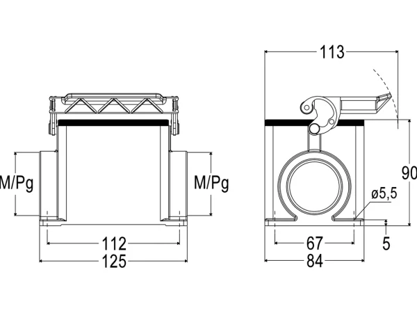surface mounting housing, size 77.62, C-TYPE alu, 1 lever, 2xM40 side