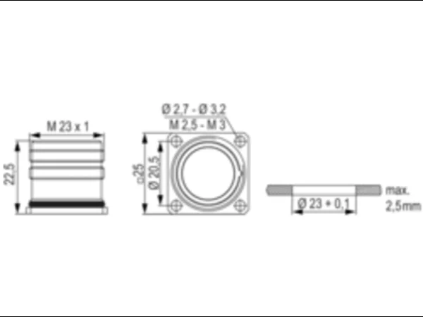 Panel Connector, Male Thread