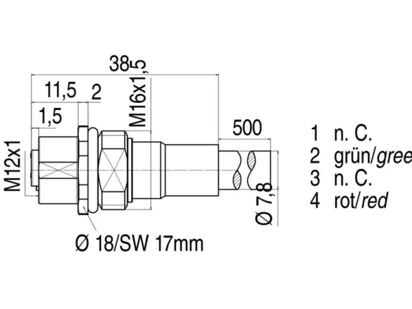 Female panel mount connector