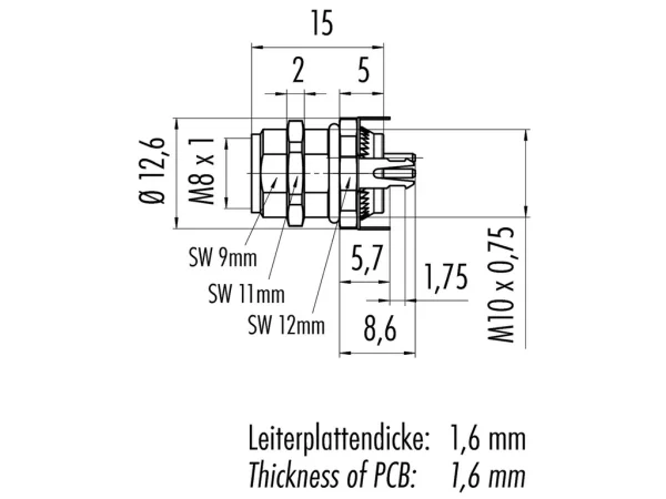 Female panel mount connector