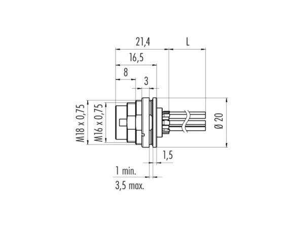 Male panel mount connector