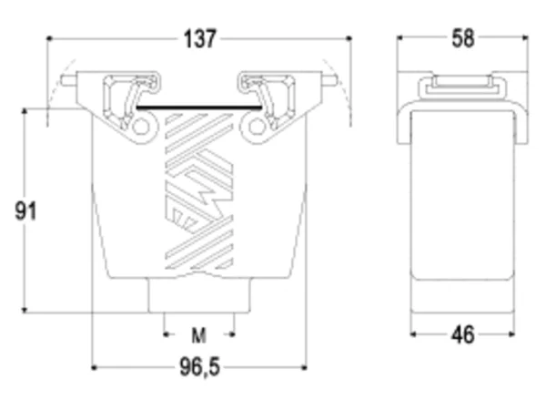 hood, high, size 77.27, T-TYPE /H plastic, 2 levers, 1xM32 top, PE-jumper