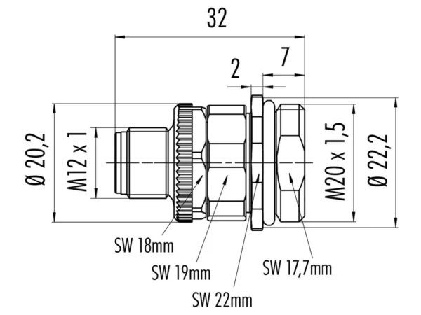 Male panel mount connector