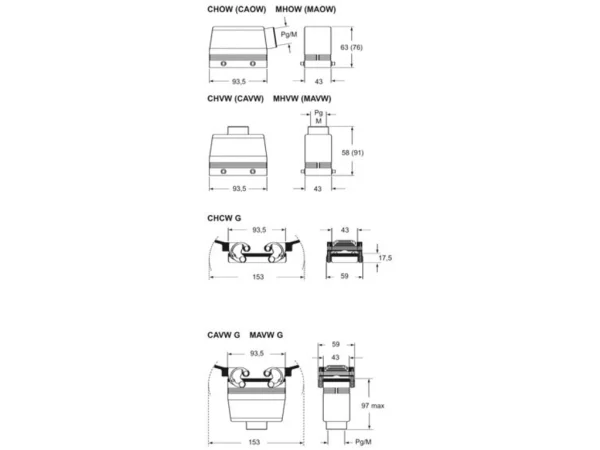 hood, size 77.27, W-TYPE alu, 4 pegs, 1xM32 top