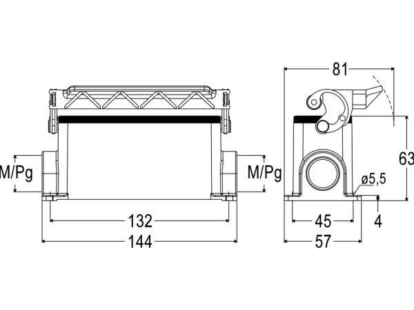 surface mounting housing, size 104.27, C-TYPE alu, 1 lever, 2xM25 side