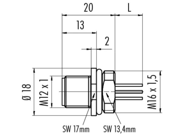 Male panel mount connector