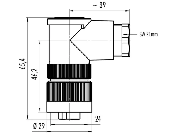 Female angled connector