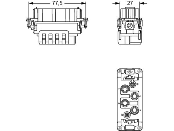 female insert, size 77.27, 4+2p+PE, crimp, 80+16A, 830+400V