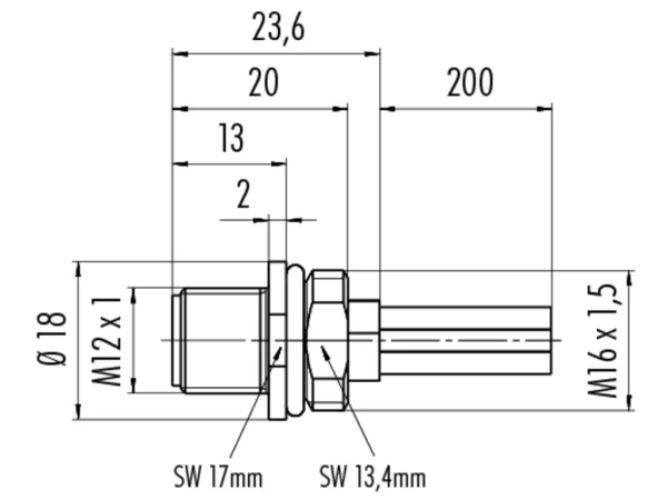 Male panel mount connector