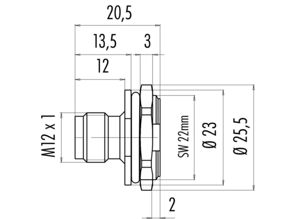 Male panel mount connector