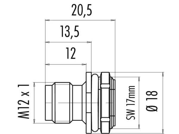 Male panel mount connector